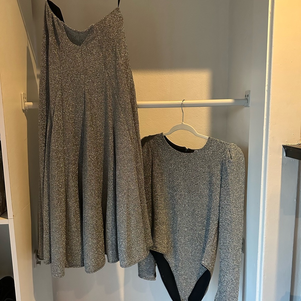 Silver Sparkle Dress and Bodysuit Set